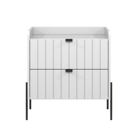 Mesa Lateral para Cama Moriah 60cm Retro 100% Mdf Branco com Preto