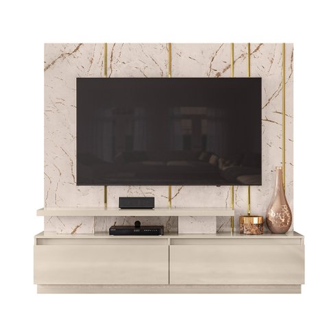 Home Estante Tellus para TV 75" com Gavetas Calacata/ Off White