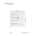 Ver imagem 2 de Cômoda Sapateira 1 Porta 4 Gavetas Fit 1.4 para Quarto Branco Santos Andirá