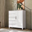 Ver imagem 1 de Cômoda Sapateira 1 Porta 4 Gavetas Fit 1.4 para Quarto Branco Santos Andirá