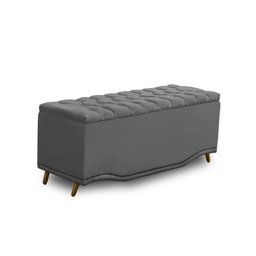 KIT + Cabeceira Com Recamier Baú Dunas Princesa em captonê 0,90 solteiro Cama Box Cinza Veludo Dalaq - 3