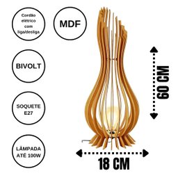 Abajur Grande de Chão ANA MARIA MDF Luminária-:MDF CRU/60x18cm - 5