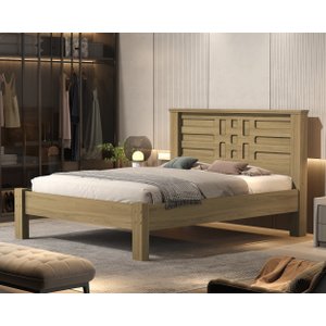 Cama Casal com Estrado Reforçado Qualidade em 100%mdf Laura:amendoa
