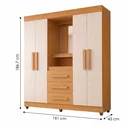 Ver imagem 3 de Guarda-Roupa Casal com Espelho 4 Portas 3 Gavetas com LED Bege Cinamomo Off White Rio de Janeiro