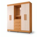 Ver imagem 2 de Guarda-Roupa Casal com Espelho 4 Portas 3 Gavetas com LED Bege Cinamomo Off White Rio de Janeiro