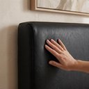Ver imagem 4 de Cabeceira Painel Suspenso Casal 140 cm Luna Retangular Corino Preto Artte