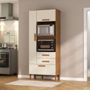 Ver imagem 2 de Multiuso para Forno e Microondas Seul 3 Portas 2 Gavetas Nogueira com Off White Atualle