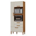 Ver imagem 1 de Multiuso para Forno e Microondas Seul 3 Portas 2 Gavetas Nogueira com Off White Atualle