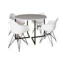 Ver imagem 6 de Mesa Industrial Jantar Redonda 110Cm Branca Base V Com 4 Poltronas Brancas Ferro Preto Branco