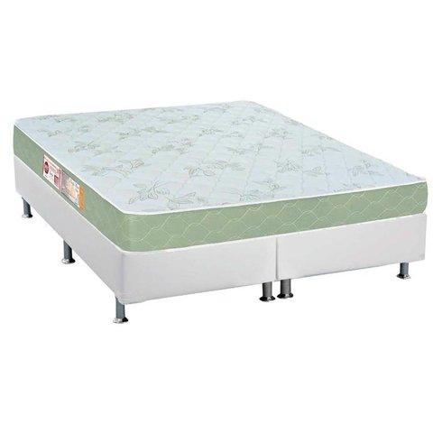 Cama Box Queen: Colchão Espuma D33 Castor Sleep Max + Base CRC Courano White(158x198)