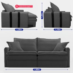Sofá Baú sem Caixa Retrátil 1,80m Softgel Bonnie Boucle Cinza Escuro Cama Inbox - 4