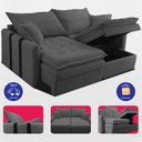 Ver imagem 7 de Sofá Baú sem Caixa Retrátil 1,80m Softgel Bonnie Boucle Cinza Escuro Cama Inbox