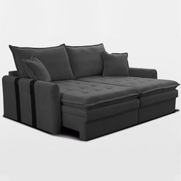 Sofá Baú sem Caixa Retrátil 1,80m Softgel Bonnie Boucle Cinza Escuro Cama Inbox - 2