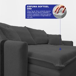 Sofá Baú sem Caixa Retrátil 1,80m Softgel Bonnie Boucle Cinza Escuro Cama Inbox - 8