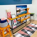 Ver imagem 2 de Rack de TV Style Industrial de Ferro e Madeira Carvalho e Preto