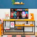 Ver imagem 1 de Rack de TV Style Industrial de Ferro e Madeira Carvalho e Preto