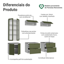 Ver imagem 5 de Estante Sala de Estar com Rack + Cristaleira 230cm Branco/verde Vik Madesa 01