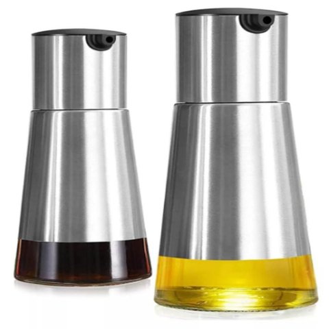 Kit Galheteiro de Vidro e Inox com Suporte 230ml 3 Peças Cozinha