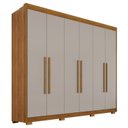 Ver imagem 3 de Guarda Roupa Casal com Pés 6 Portas 6 Gavetas 100% MDF Itália Plus Off White/Cinamomo