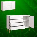 Ver imagem 5 de Comoda Sapateira Elfe Retro 1 Porta 4 Gavetas Branco Fosco - Moveisaqui