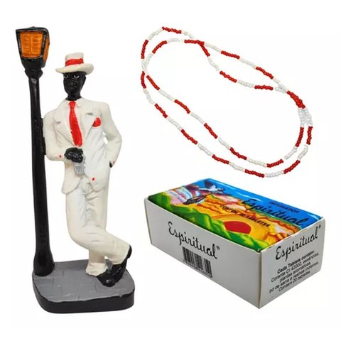Kit Defumador Espiritual + Imagem Resina Orixá 15 Cm + Guia