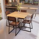Ver imagem 5 de Conjunto Mesa de Jantar Quadrada Pinus 4 Cadeiras Estofado Riviera Industrial Don Castro Decor