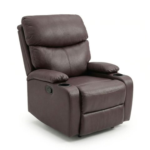 Poltrona do Papai Reclinável Flora 3 Posições Conforto Premium C/ Porta Copos Marrom