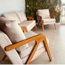 Ver imagem 1 de Kit 2 Banquetas Poltronas + Namoradeira Mona Linho Bege