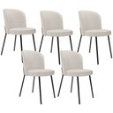 Ver imagem 1 de Kit 5 Cadeiras Sala de Jantar Estofada Gavi L02 Linho Cru - Lyam Decor