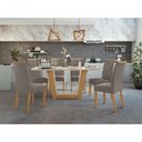 Ver imagem 1 de Mesa de Jantar 1,70 Apogeu com Vidro e 6 Cadeiras Tecido Suede Animale Bege Amêndoa Clean/off White
