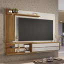 Ver imagem 1 de Painel para TV para TV de 65 Polegadas 1 Porta Ripado com Led Gibraltar Off White Tx/Freijó Trend -