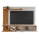 Ver imagem 3 de Painel para TV para TV de 65 Polegadas 1 Porta Ripado com Led Gibraltar Off White Tx/Freijó Trend -