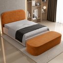 Ver imagem 2 de Cabeceira Cama Box Queen 160cm Lanna com Puff Recamier Doha W01 Couríssimo Canela - Lyam Decor
