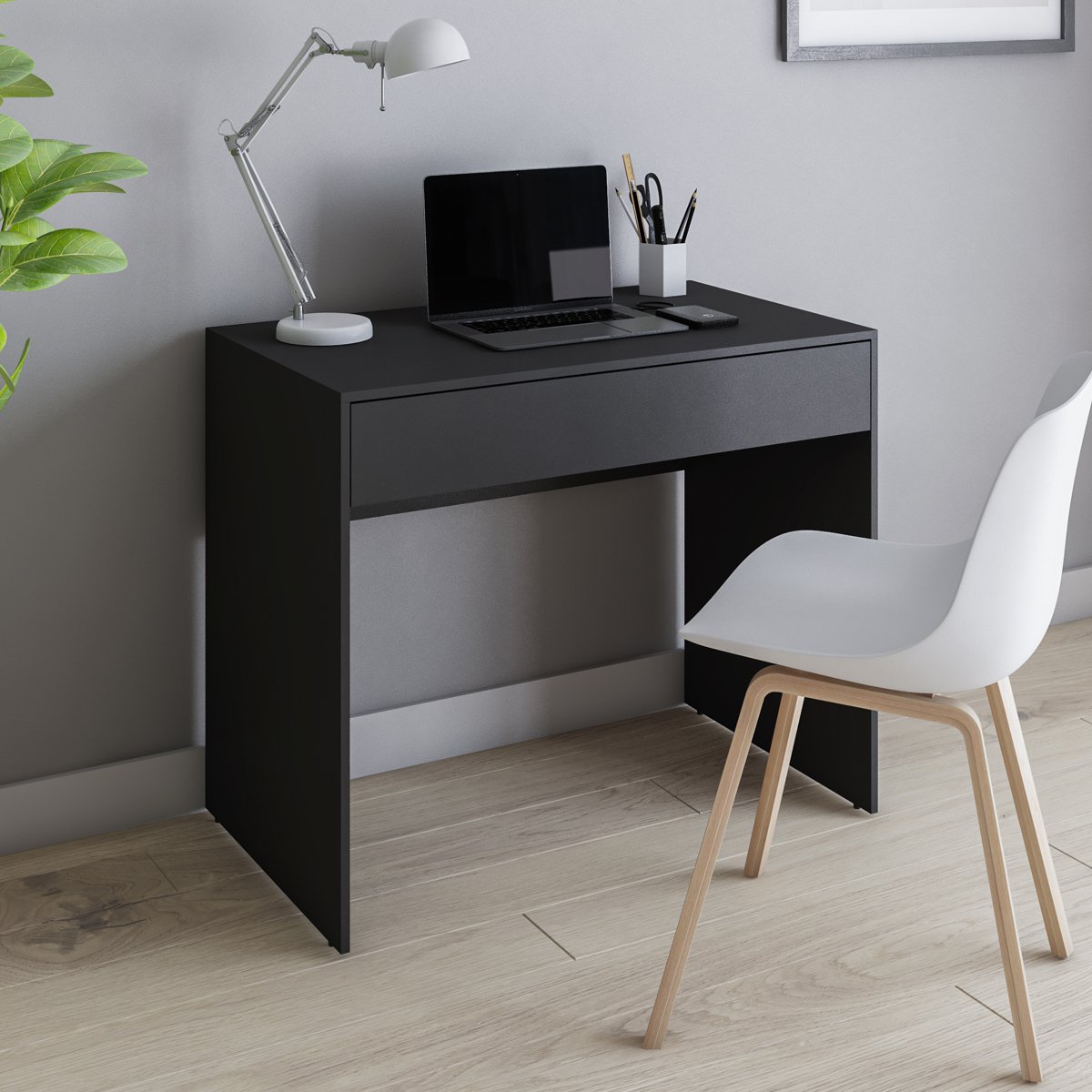 Escrivaninha Mesa para Computador Office Compacta Escriba 1 Gaveta 90cm Cor:preto - 2