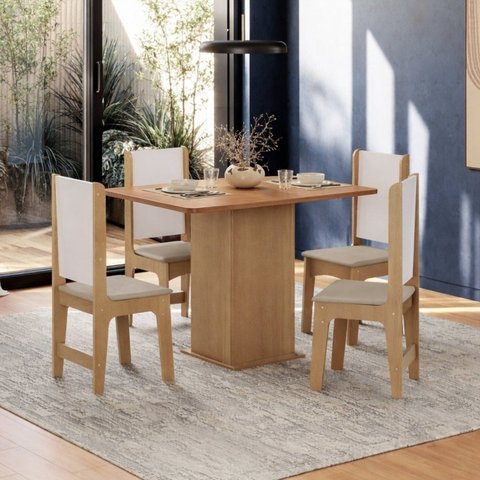 Conjunto Sala de Jantar com Mesa e 4 Cadeiras Luana Yescasa