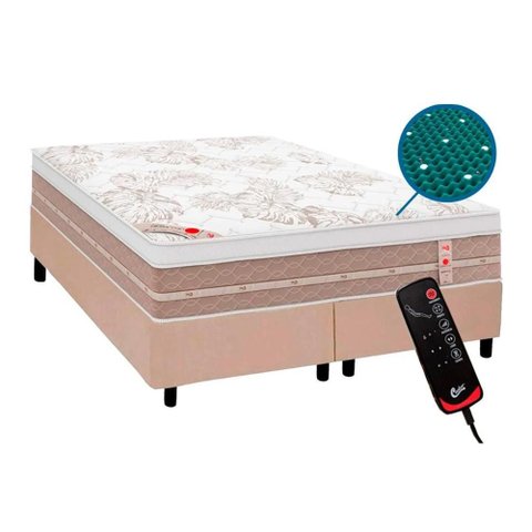 Cama Box Crc Queen + Colchão Molas Pocket Castor c/Massagem Niponpedic -