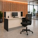 Ver imagem 1 de Balcão de Atendimento para Loja e Recepção Comercial 140x60cm + Cadeira de Escritório Ergonômica
