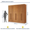 Ver imagem 4 de Guarda Roupa Casal 6 Portas 4 Ripadas Portugal 100% MDF Cinamomo Marrom