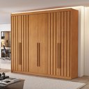 Ver imagem 1 de Guarda Roupa Casal 6 Portas 4 Ripadas Portugal 100% MDF Cinamomo Marrom