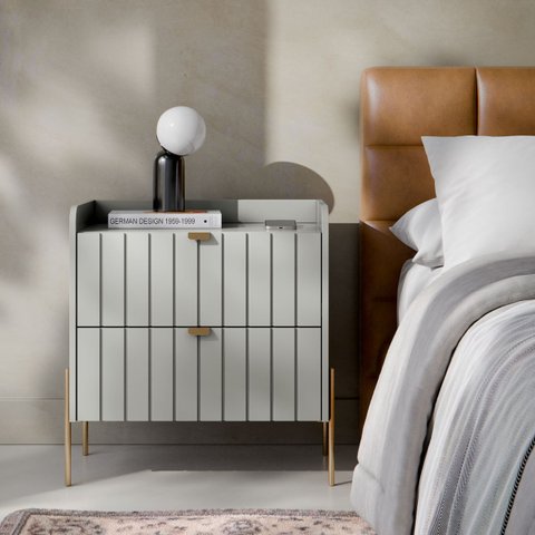 Mesa de Cabeceira Vênus 60cm Móvel 100% em Mdf Praticidade Ao Lado da Cama com 2 Gavetas 