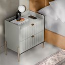 Ver imagem 3 de Mesa de Cabeceira Vênus 60cm Móvel 100% em Mdf Praticidade Ao Lado da Cama com 2 Gavetas
