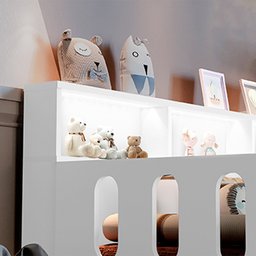 Cama de Criança Infantil de Criança Montessoriana Led Nina com Nicho Branca Incluso Lousa Mágica - 3