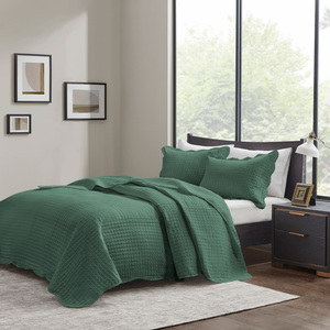 Cobre Leito Colcha Queen 3 Peças Dupla Face Micro Percal 150 Fios Matelado Mosaico Verde