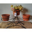 Ver imagem 2 de Suporte Ferro de Mesa para 3 Vasos - Grande - Preto