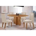 Ver imagem 1 de Conjunto: Mesa de Cozinha Berlim C/ Tampo Madeirado Canto Curvo 90x90cm e 4 Cadeiras Maldivas