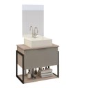 Ver imagem 3 de Kit Gabinete Banheiro Completo Industrial Tech 60cm Madeirado/cinza- Cuba Branca