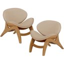 Ver imagem 1 de Kit 2 Poltronas Decorativa Orgânica Sala Living Kadosh L02 Linho Bege Escuro