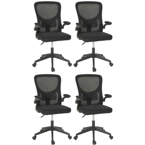 Kit 4 Cadeiras de Escritório Giratória Mônaco com Relax e Regulagem de Altura - All Black