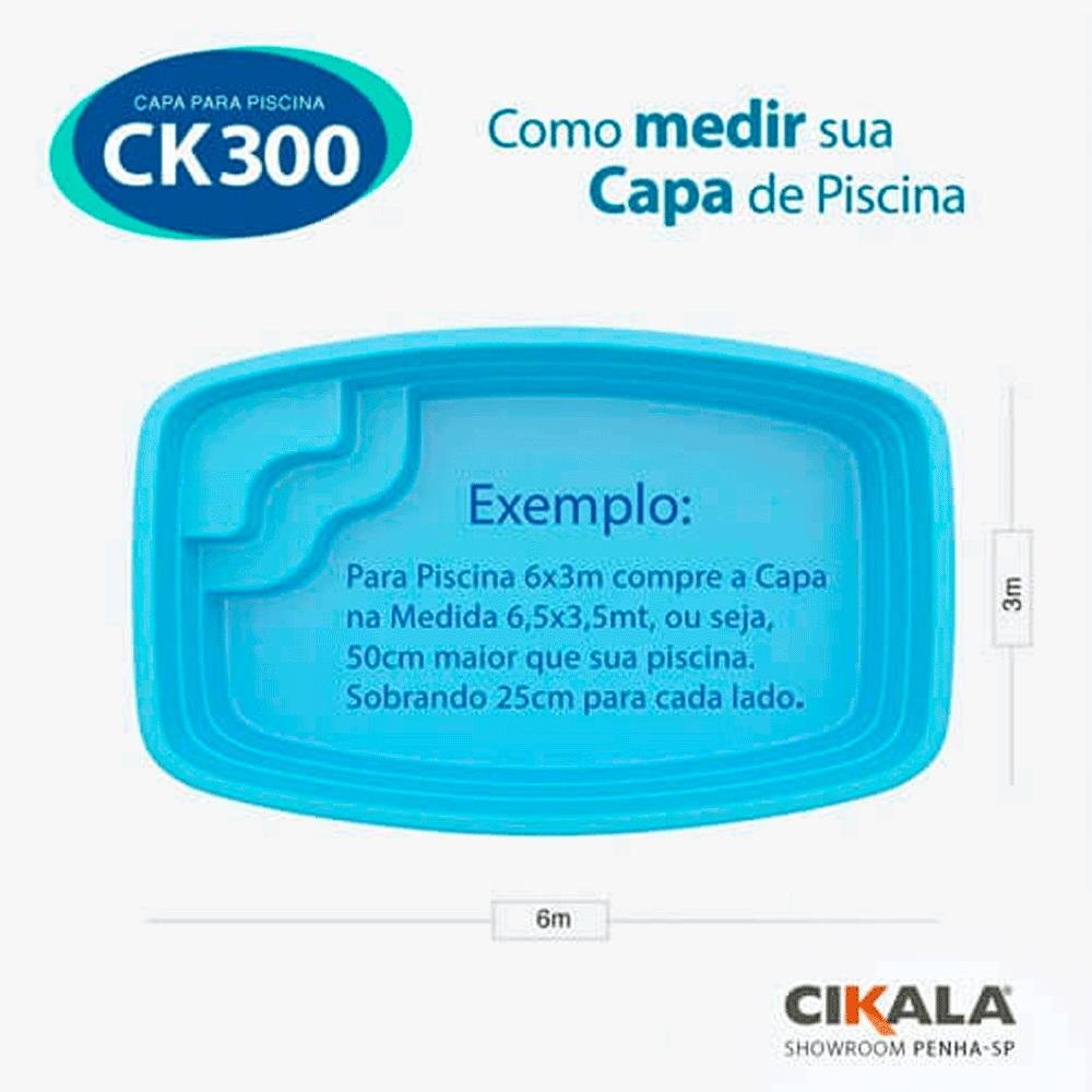 Capa de Piscina Azul CK300 6x3.5 Metros com Ilhós a cada Metro + Kit para Instalação - 6