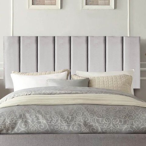 Painel Estofada Carla 160cm Queen Size Para Cama Box Quarto Suede Cinza Claro - Gat Magazine